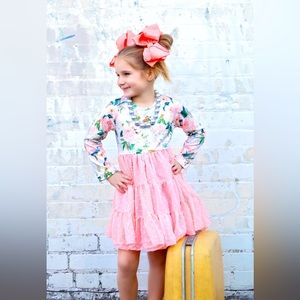 Floral and Swiss Dot Dress
